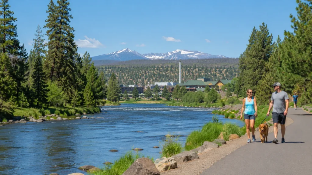 Outdoor lifestyle in Bend Oregon with trails, river access, and mountain recreation