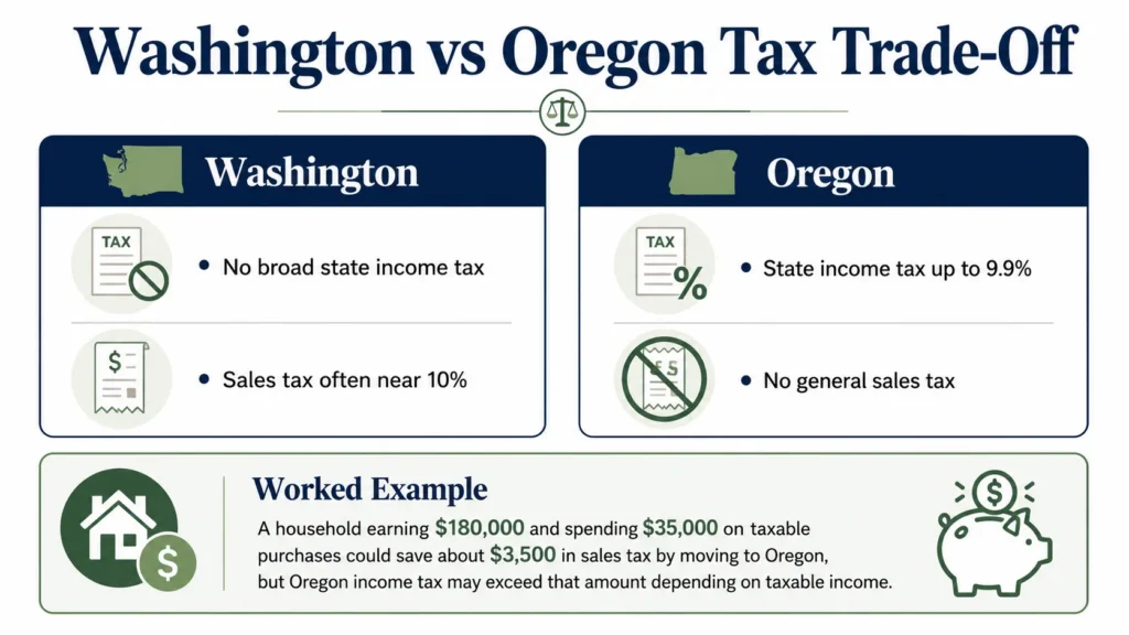 Washington and Oregon tax comparison for Seattle residents moving to Bend