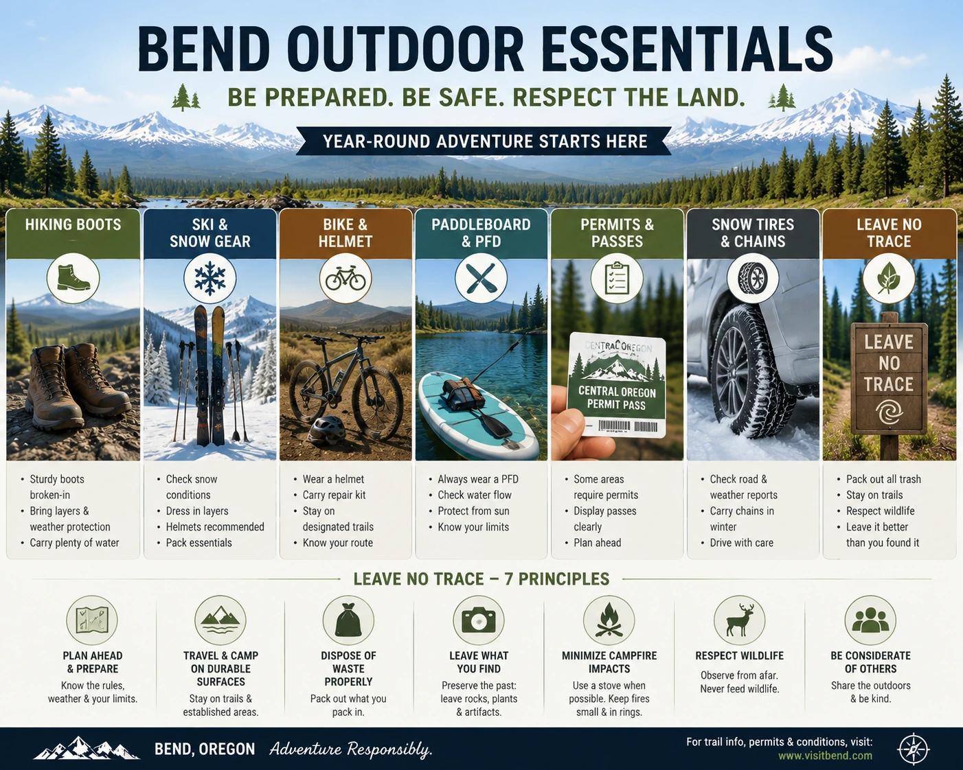 Family hiking near Tumalo Falls, one of Bend, Oregon's most popular outdoor recreation destinations.