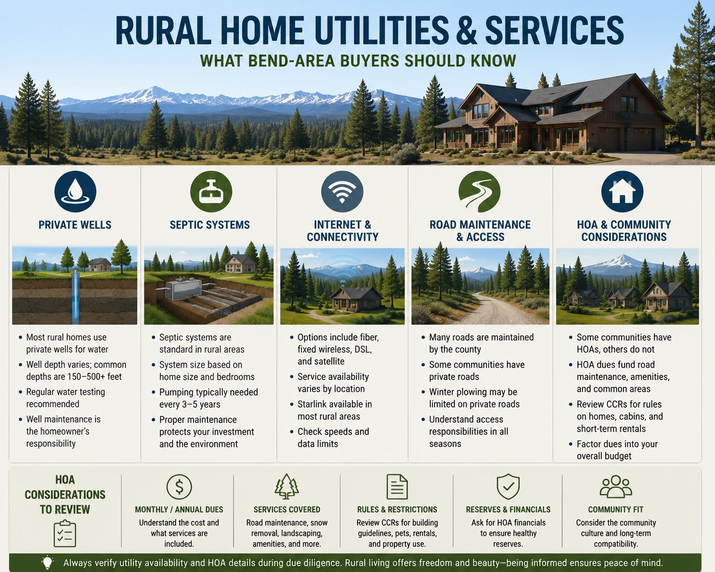 Utility considerations for homeowners living in Three Rivers, Oregon.