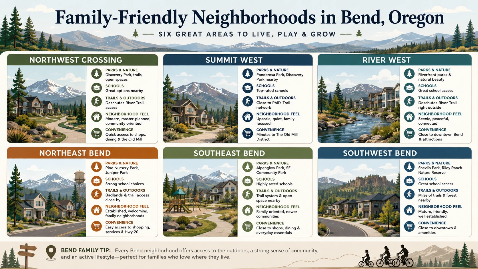 Comparison of family-friendly neighborhoods in Bend, Oregon.