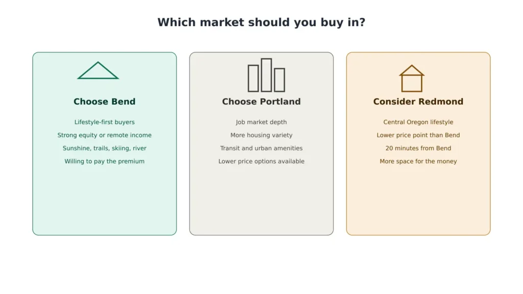 Should you buy in Bend Portland or Redmond decision guide for Oregon homebuyers