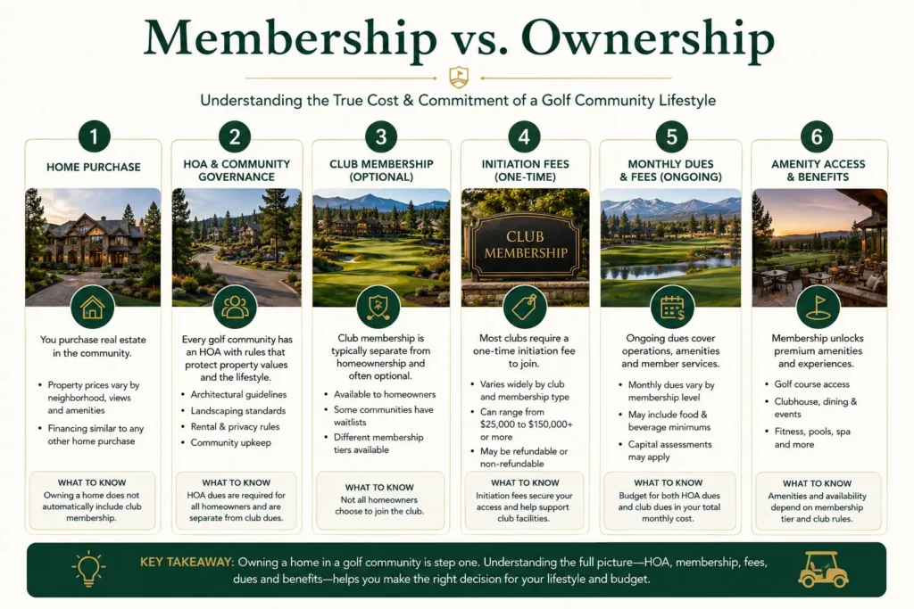 Golf community membership versus home ownership checklist for Bend Oregon buyers